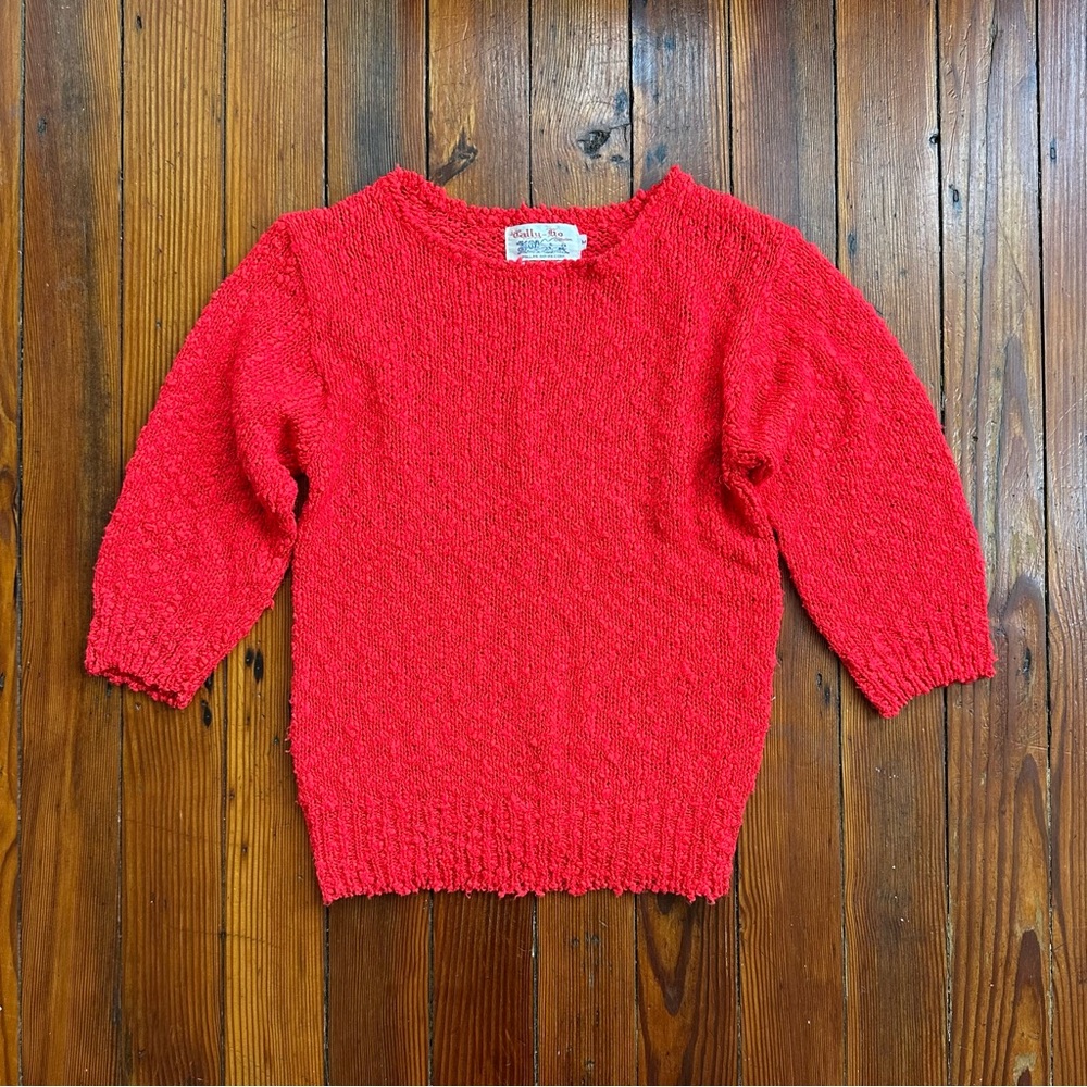 Vintage 1970s Tally-Ho Creation red loose knit sweater Medium